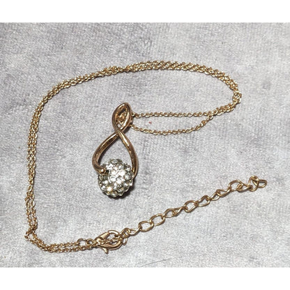 Gold Suspended Rhinestone Bead Pendant Necklace