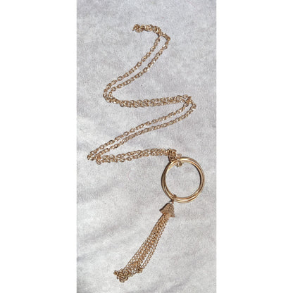 Bohemian Rose Gold Hoop Pendant Tassel Necklace