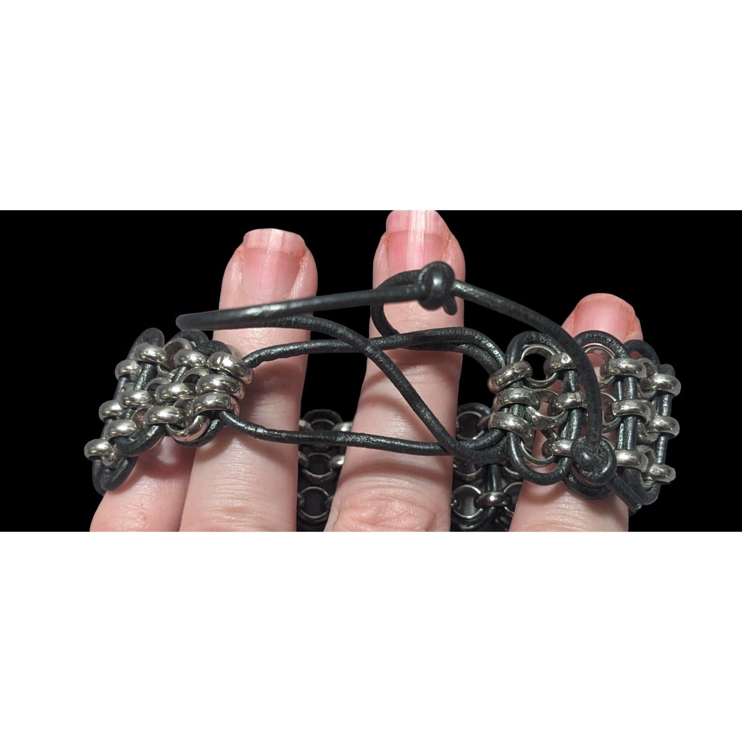 Leather Woven Rolo Chain Bracelet