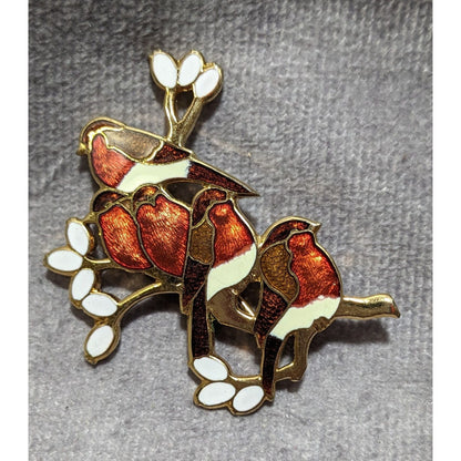 Vintage Fish Enterprises Cloissone Robin Brooch