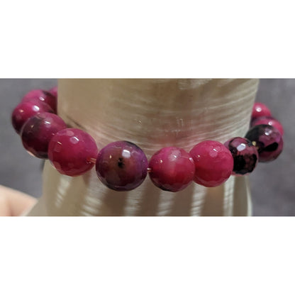 Pink Agate Religious Stretch Bracelet