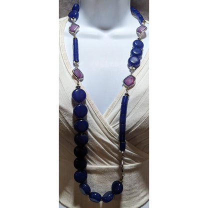 Chico's Blue And Purple Beaded Statement Necklace