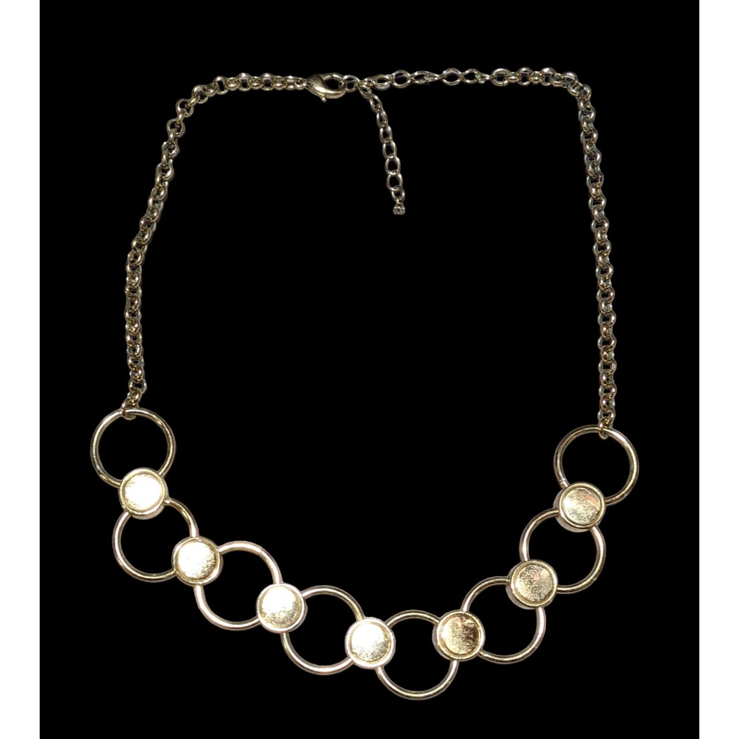 Unique Modern Interlinked Gold Ring Necklace