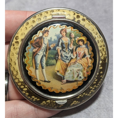 Vintage Snake Print Victorian Picture Powder Compact