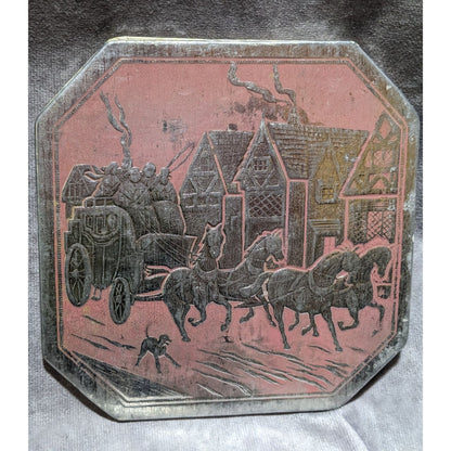 Vintage Pink And Silver Carriage Foil Trivets (3)