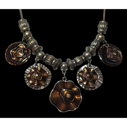 Abstract Floral Medallion Statement Necklace