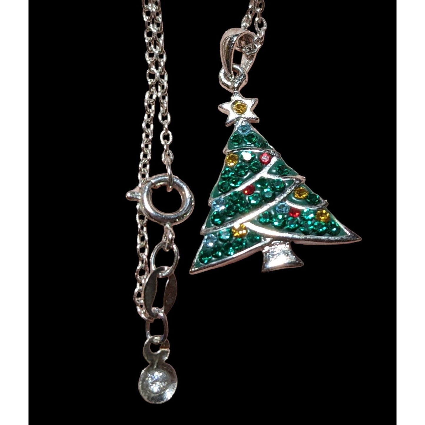 Minimalist Rhinestone Christmas Tree Necklace