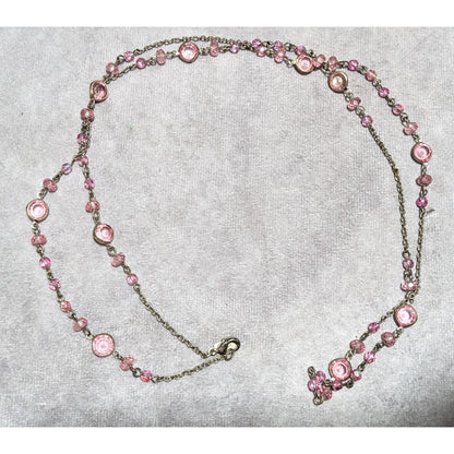 1928 Pink Gemmed Opera Length Necklace