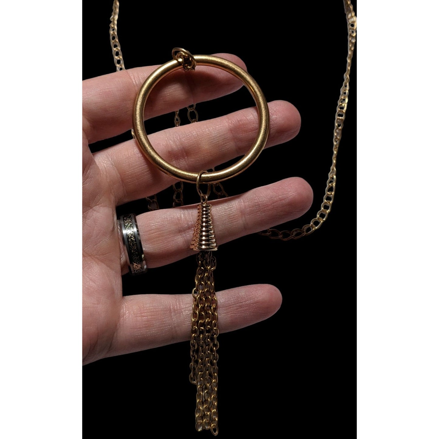 Bohemian Gold Hoop Pendant Tassel Neckalce