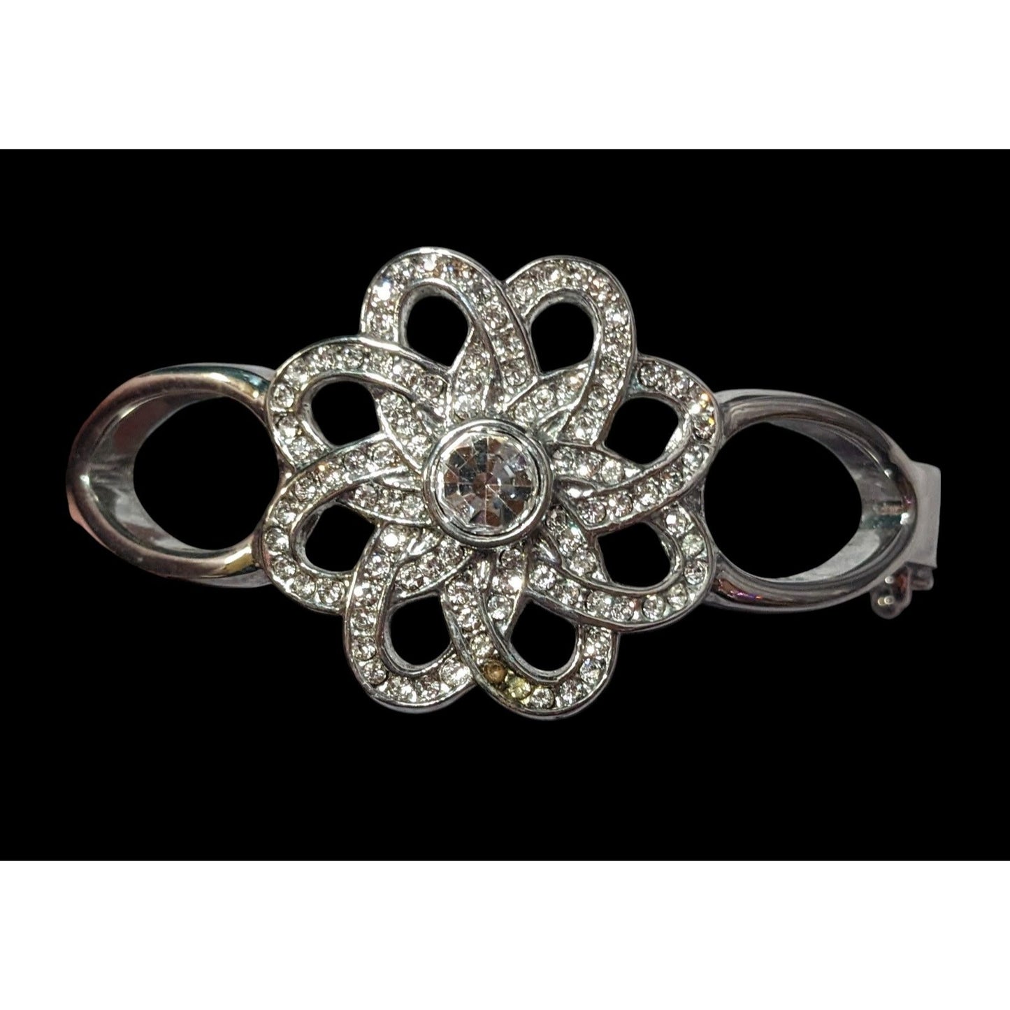 Elegant Glam Lia Sophia Garden Soiree Hinged Silver Tone Rhinestone Bracelet