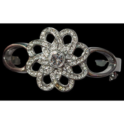 Elegant Glam Lia Sophia Garden Soiree Hinged Silver Tone Rhinestone Bracelet