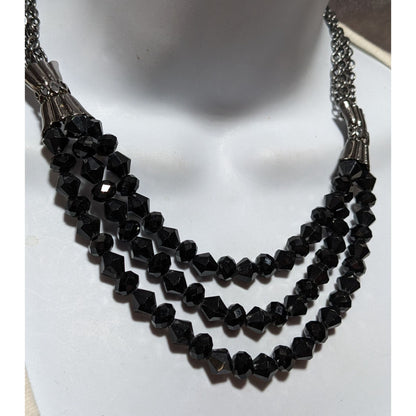 Glam Goth Multilayer Glass Beaded Necklace