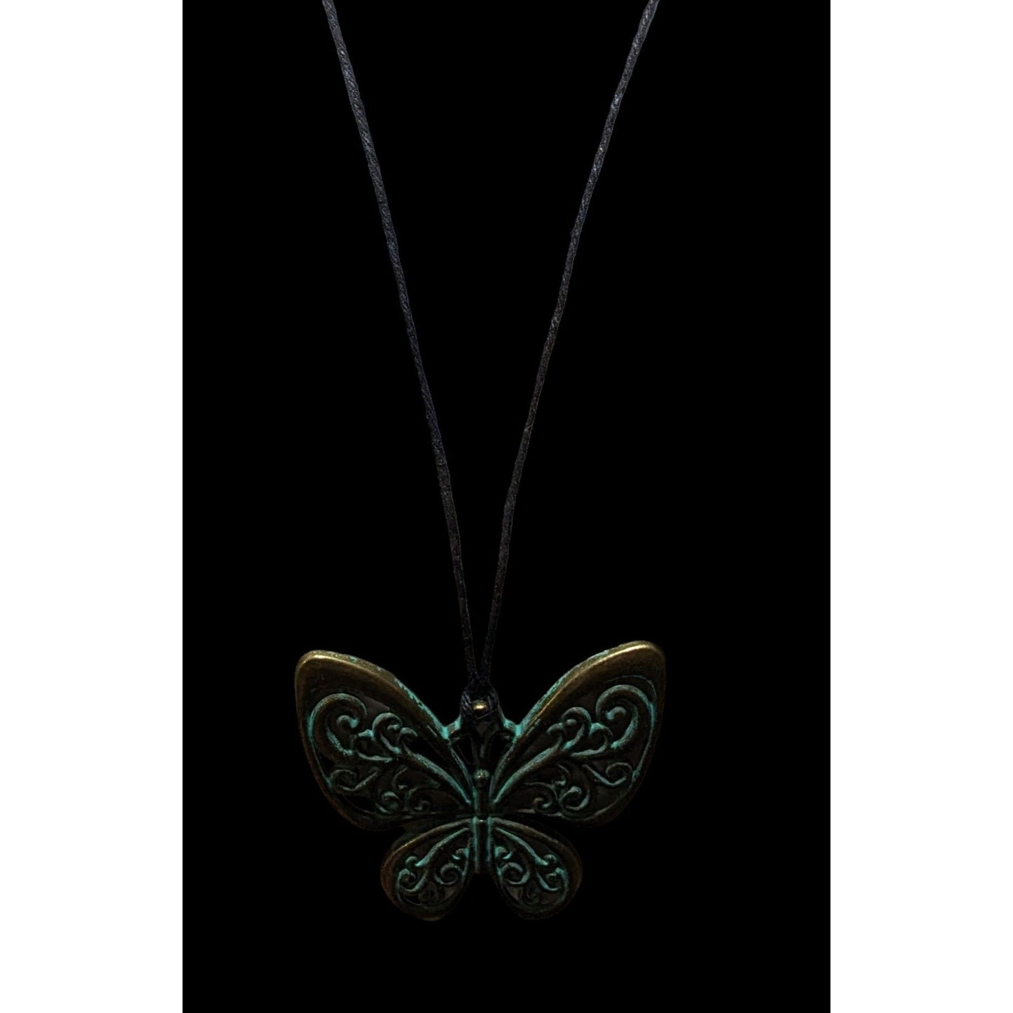 Steampunk Antiqued Butterfly Pendant Necklace