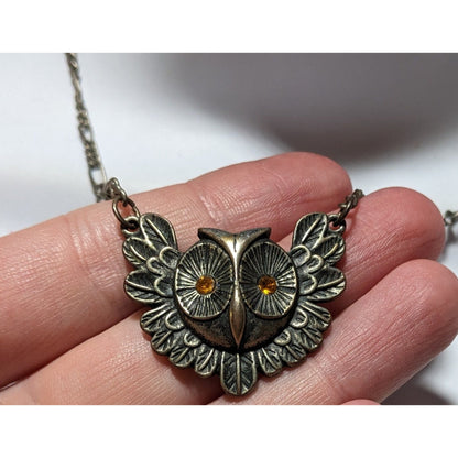 Steampunk Golden Eye Owl Necklace
