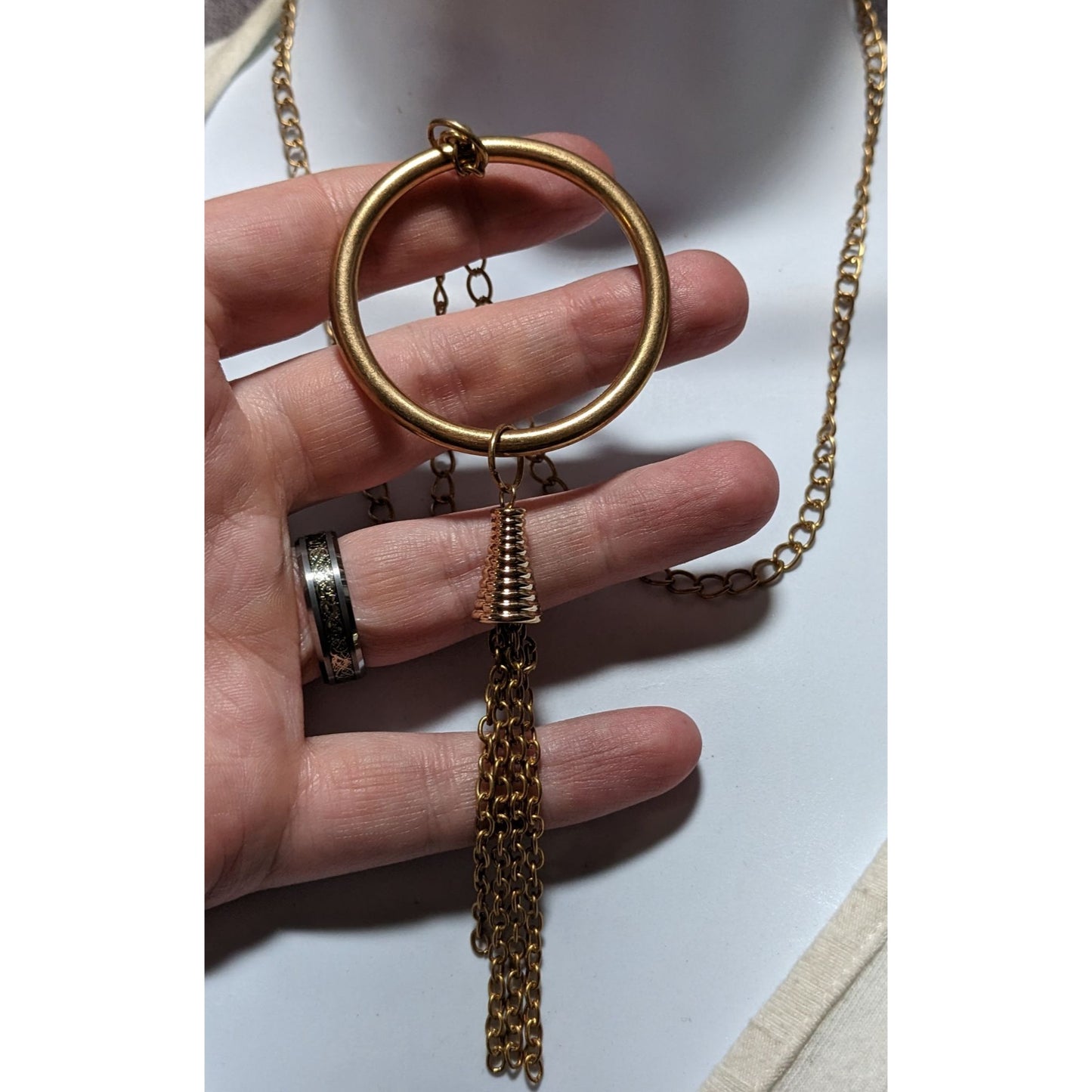 Bohemian Gold Hoop Pendant Tassel Neckalce