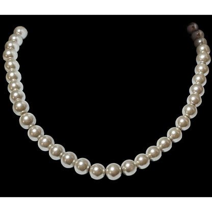 Classic Glass Faux Pearl Beaded Necklace