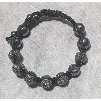 Rhinestone Hematite Macrame Bracelet