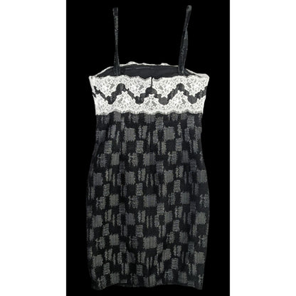 W By Worth Corporate Goth Black White Tweed Lace Trim Bustier Dress Sz 8