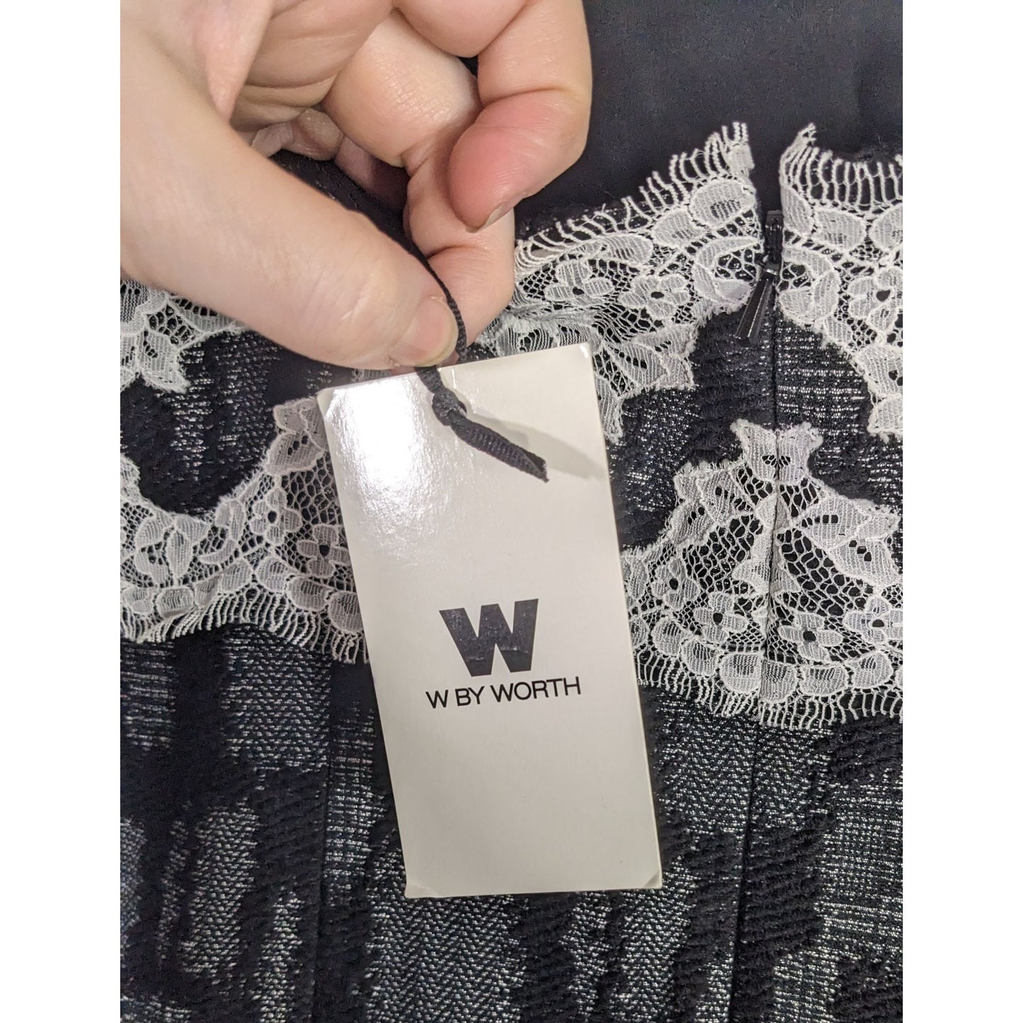 W By Worth Corporate Goth Black White Tweed Lace Trim Bustier Dress Sz 8