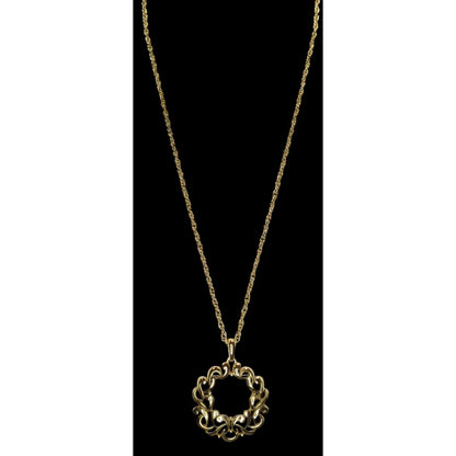 Vintage Trifari Scroll Wreath Pendant Necklace Gold Elegant Jewelry