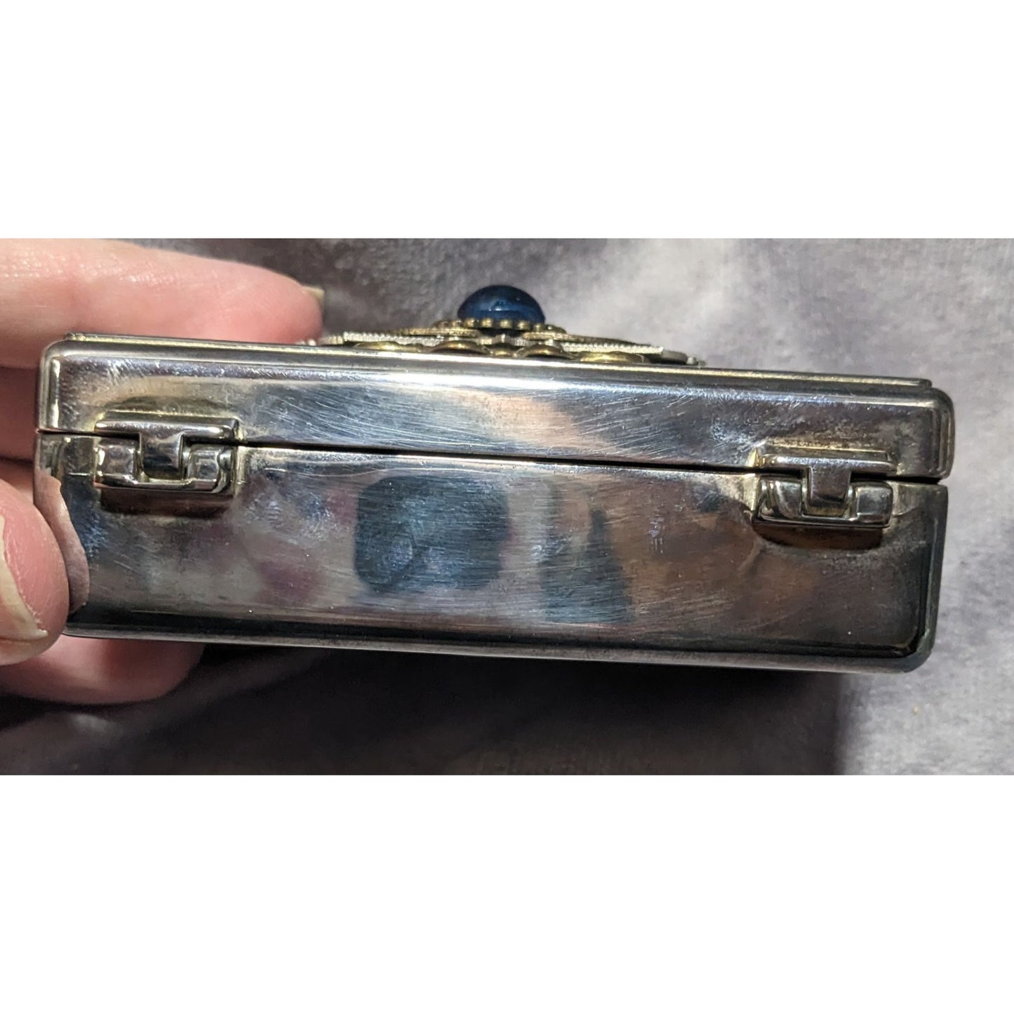 Bejeweled Silver Plated Trinket Box