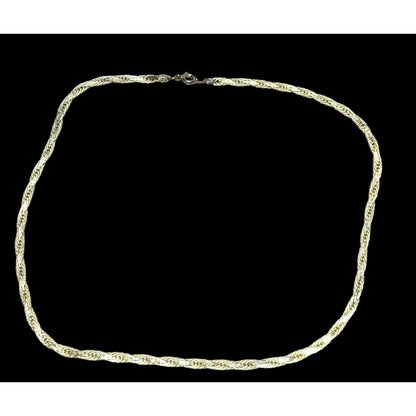 Gold Flattened Twisted Rope Chain Necklace