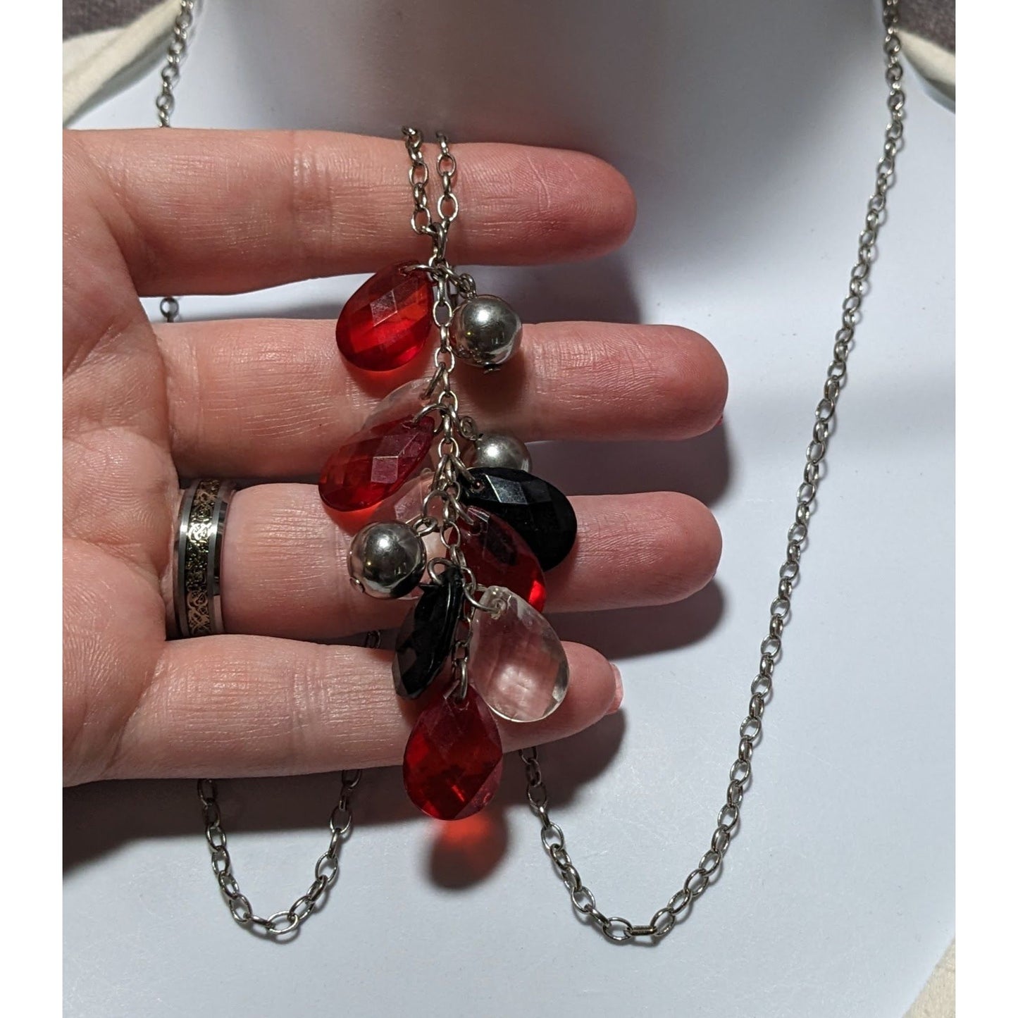 Gothic Vampire Gem Cluster Necklace