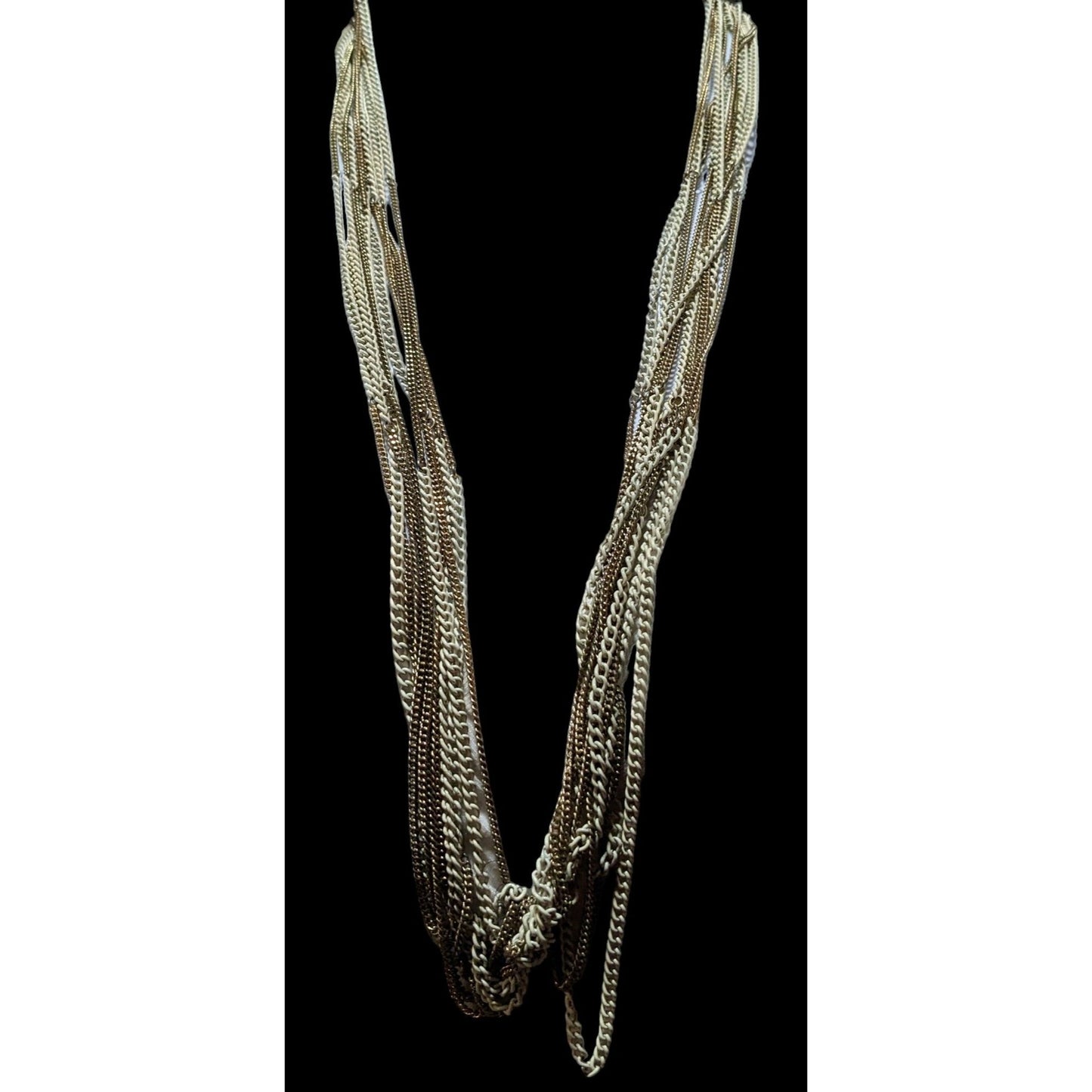 Gold And White Multilayer Chain Necklace