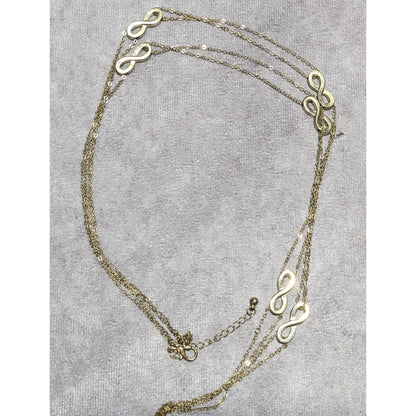 Gold Multi-Strand Long Necklace With Infinity Symbol Accents
