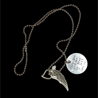 Handmade Silver Angel Wing Charm Necklace