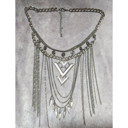 Bohemian Geometric Chain Fringe Necklace