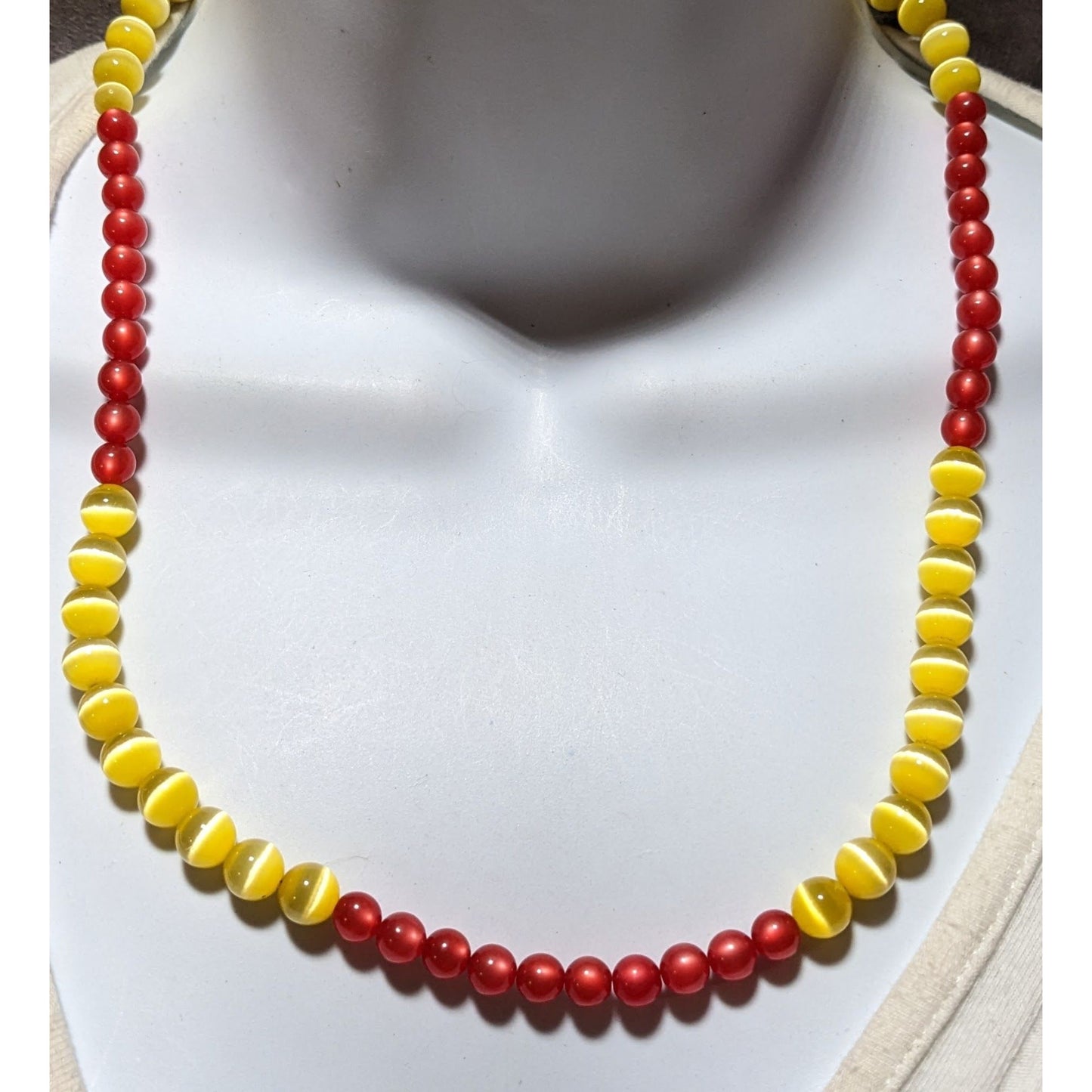 Red And Yellow Cat Eye Necklace