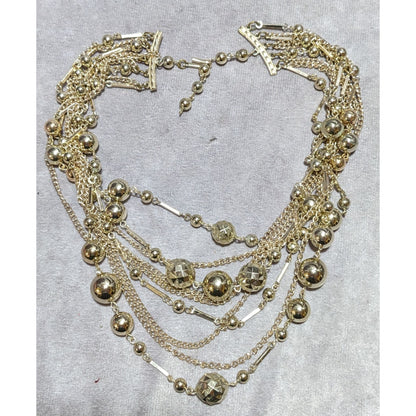 Vintage Multilayer Glam Gold Beaded Chain Necklace