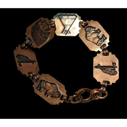 Vintage Copper Native American Link Bracelet