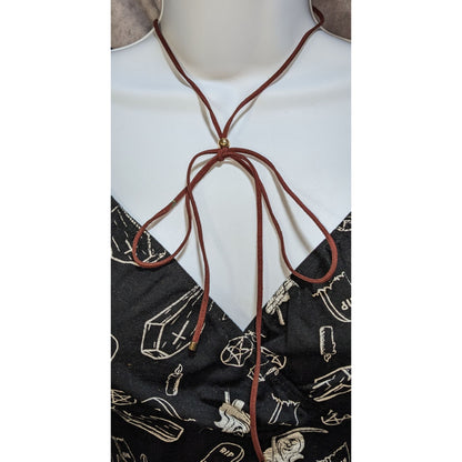 Brown Suede Bow Necklace Boho Lariat Choker Adjustable Western Coquette Jewelry