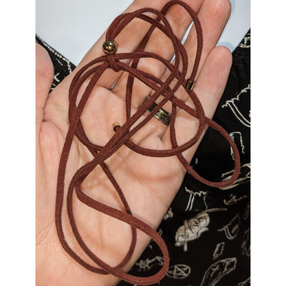 Brown Suede Bow Necklace Boho Lariat Choker Adjustable Western Coquette Jewelry