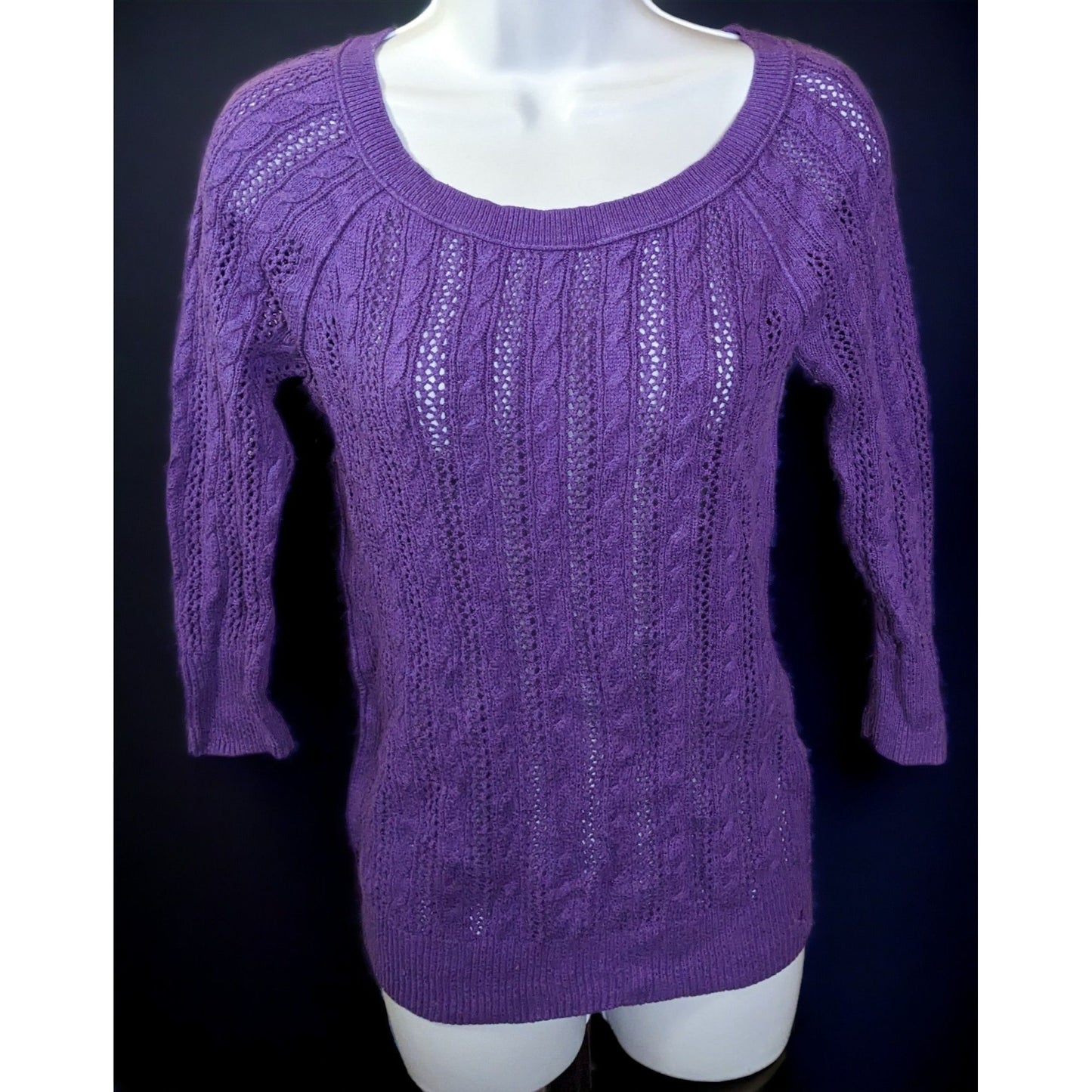 American Eagle Outfitters Purple Cable Knit Sweater
