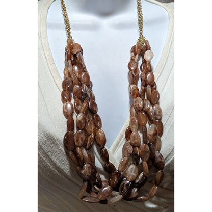 Earthy Multilayer Marbled Beaded Necklace