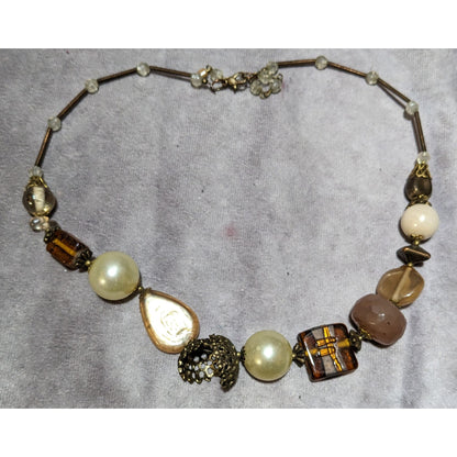 Vintage Mixed Medial Gold Chunky Beaded Necklace