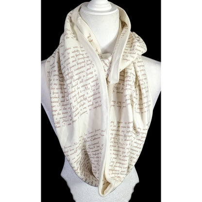 Wuthering Heights Literary Infinity Scarf Beige & Brown Text By Storiarts