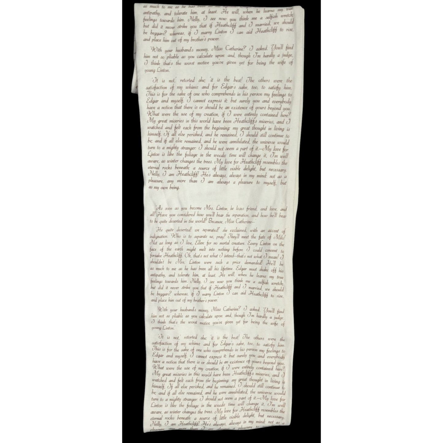 Wuthering Heights Literary Infinity Scarf Beige & Brown Text By Storiarts