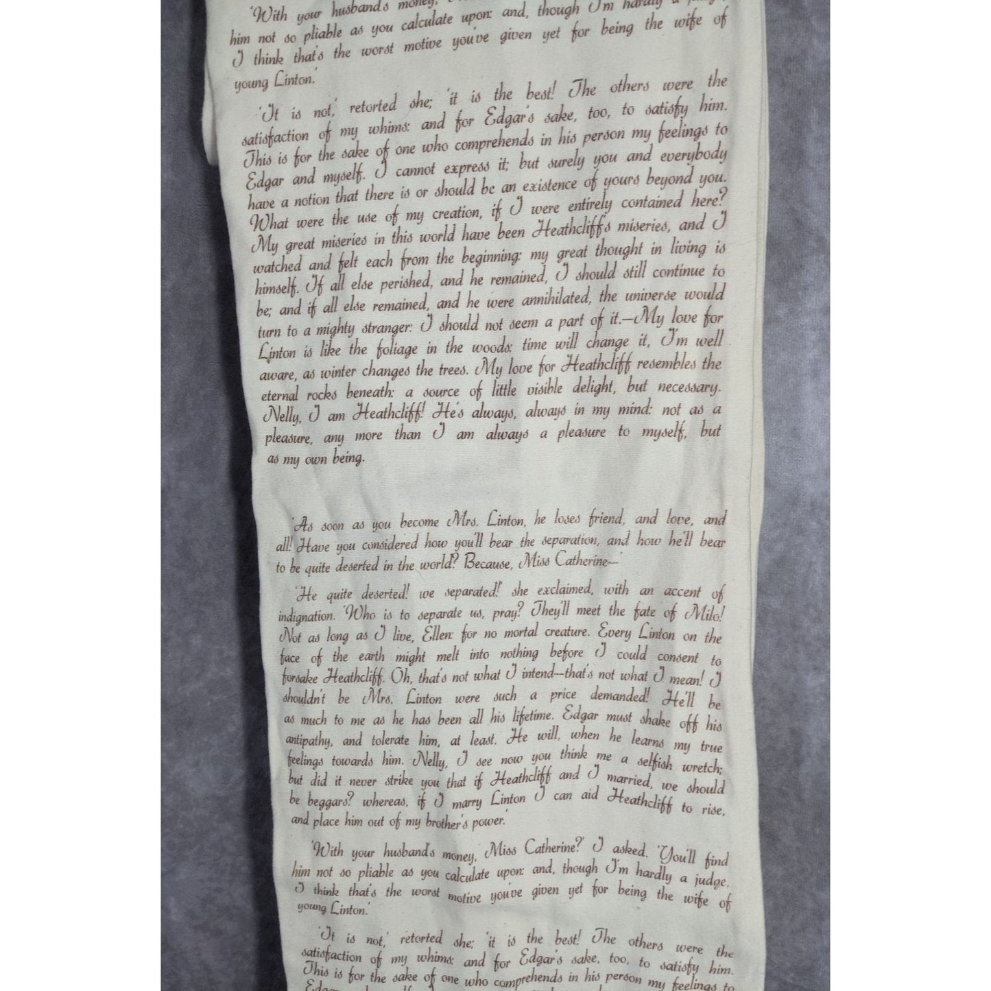 Wuthering Heights Literary Infinity Scarf Beige & Brown Text By Storiarts