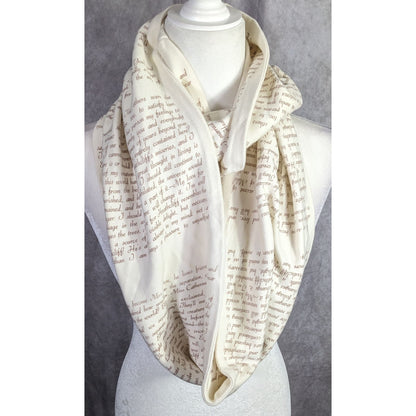 Wuthering Heights Literary Infinity Scarf Beige & Brown Text By Storiarts