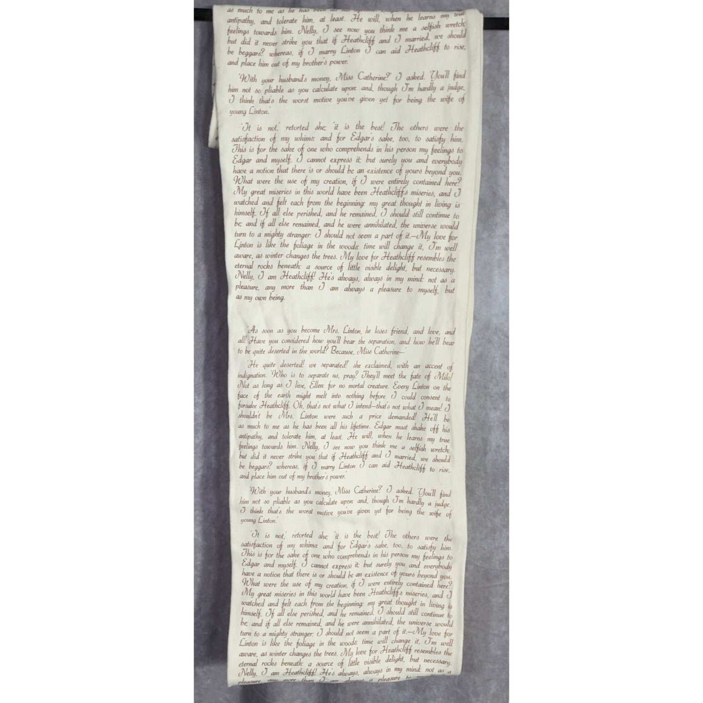 Wuthering Heights Literary Infinity Scarf Beige & Brown Text By Storiarts