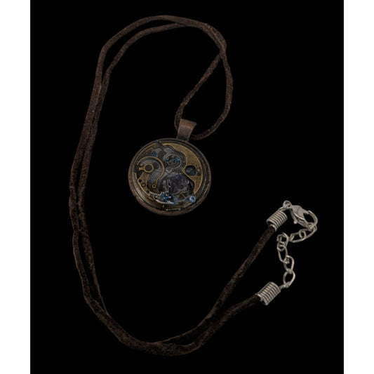 Handmade Steampunk Watch Parts Pendant Necklace With Amethyst Accent