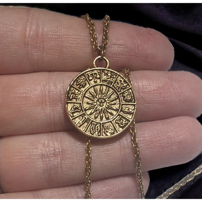 Gold Zodiac Medallion Necklace