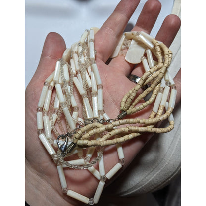 Mother Of Pearl Cream Beaded Shell Necklace