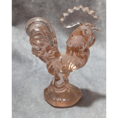 Pink Glass Rooster Figurine