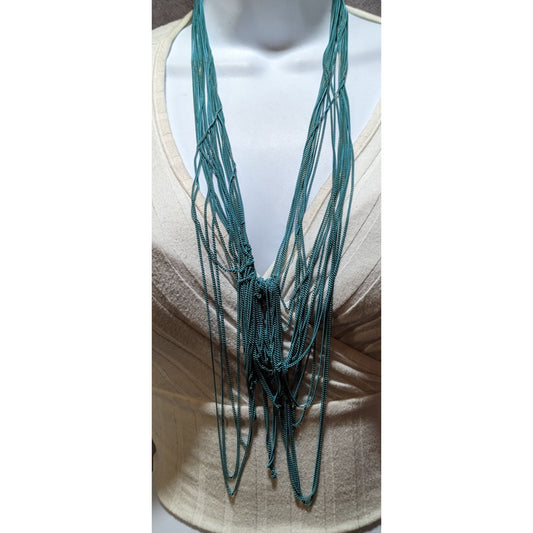 Abstract Blue Multilayer Chain Necklace