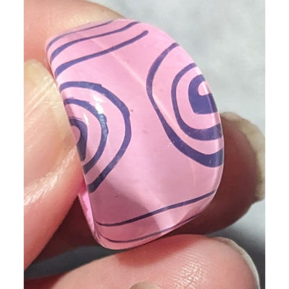 Bubblegum Pink And Purple Abstract Swirl Retro Chunky Ring Size 7